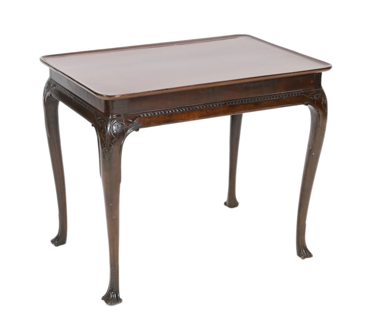 A George I Irish mahogany silver table, width 83cm, depth 55cm, height 69cm